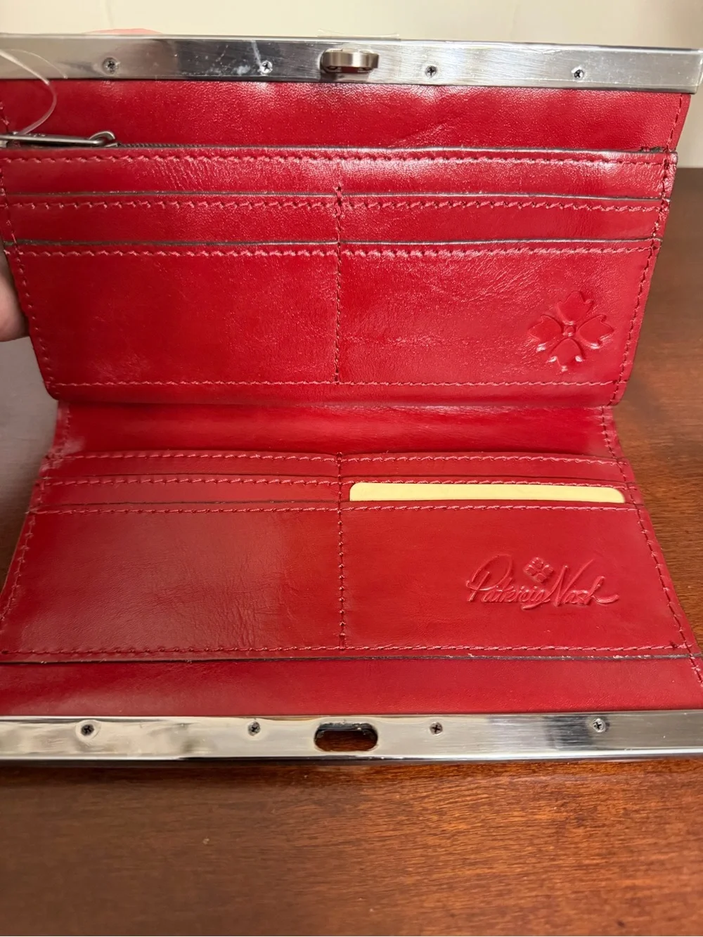 Patricia Nash Red Tooled Leather Cauchy Frame Wallet Clutch boho western  NWOT